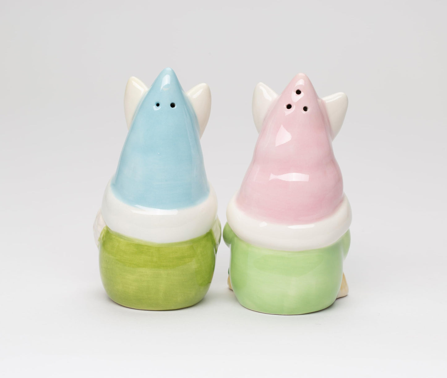Fine Ceramic Spring Easter Gnome Bunny Rabbit Salt & Pepper Shakers Set, 3-7/8"