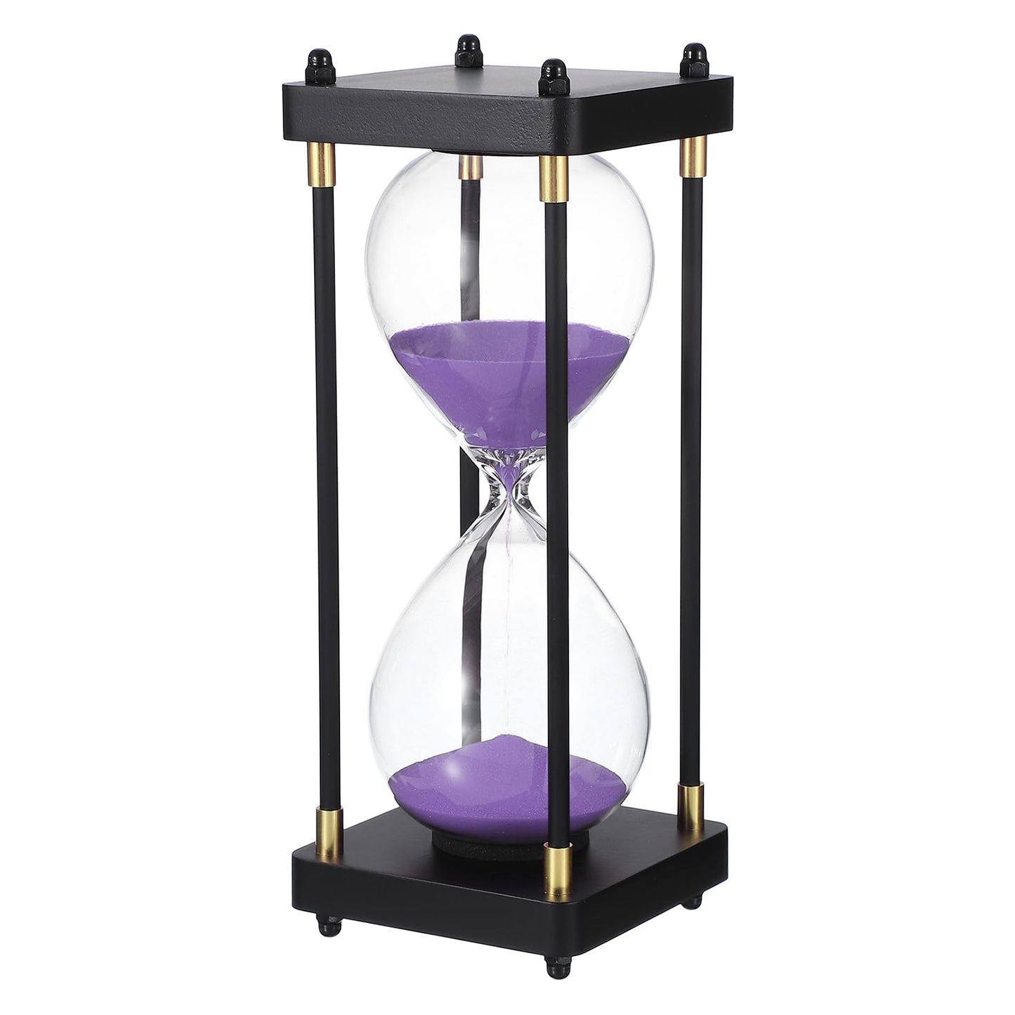 PATIKIL Large Decorative Sand Timer, 60 Minutes Wood Hour Glass Timer Modern Wooden Hour Glass for Cooking Game Office Classroom Kitchen Home, Purple(Style 1)