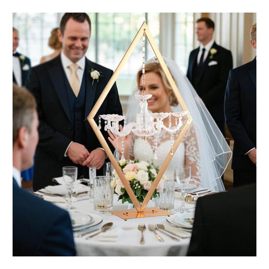 BFECGDXT 2pcs 43" Diamond Centerpieces for Tables, Metal Candle Holders Acrylic Centerpiece Stand, Gold Candelabra Stand for Wedding Dining Tables Party Home Decoration