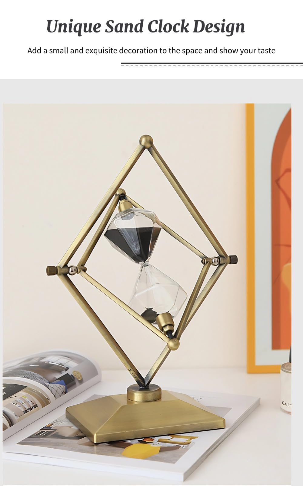 Hourglass 30 Minute Sand Timer, 720° Rotating Antique Sand Clock, Vintage Sand Min Reloj de Large Metal Half Hour Glass Sandglass for Office Desk Home Wedding
