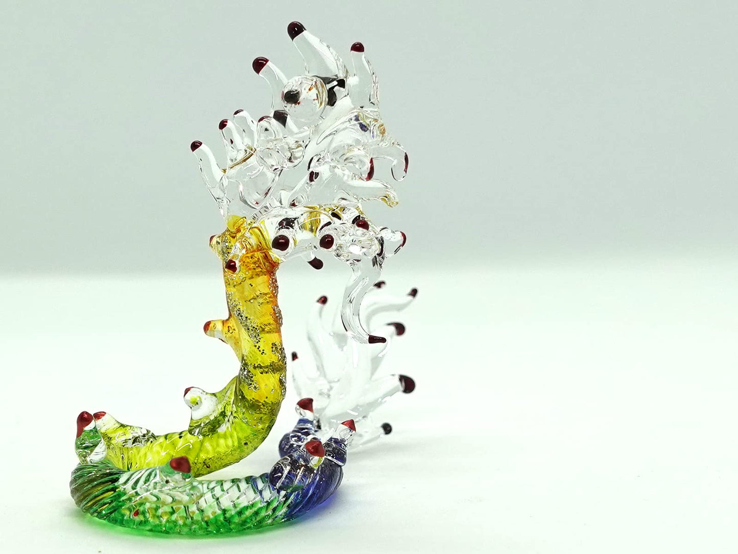 Sansukjai Nak/Dragon Thai Miniature Figurines Animals Hand Painted Blown Glass Art Collectible Gift Home Décor, Rainbow
