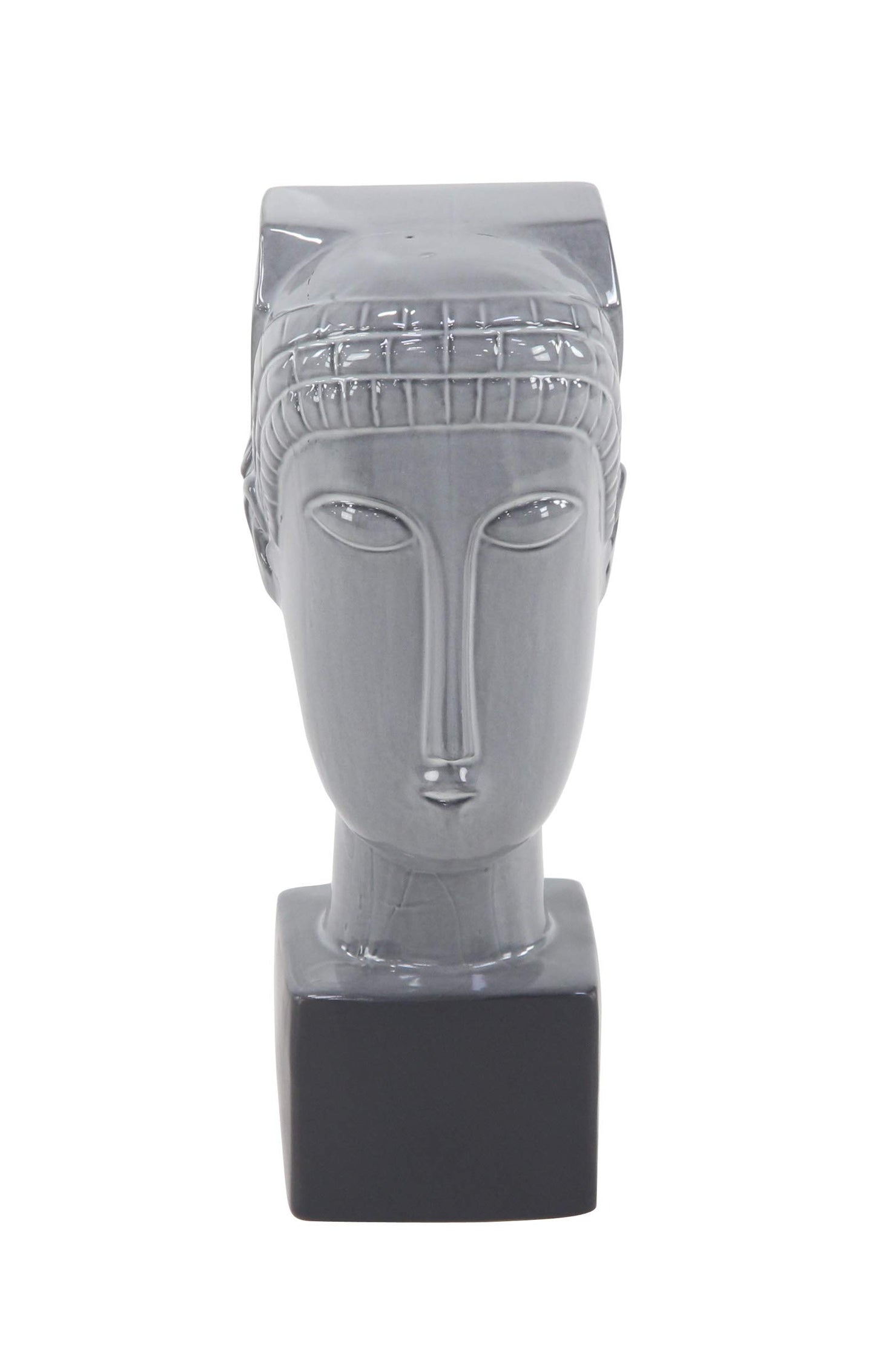 Deco 79 Ceramic People Face Sculpture, 4" x 5" x 12", Gray