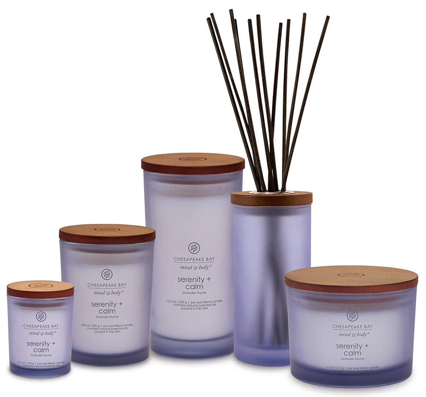 Chesapeake Bay Candle Scented Candles Serenity + Calm (Lavender Thyme) Medium Jar 2-Pack Perfect for Home Décor and Gifting