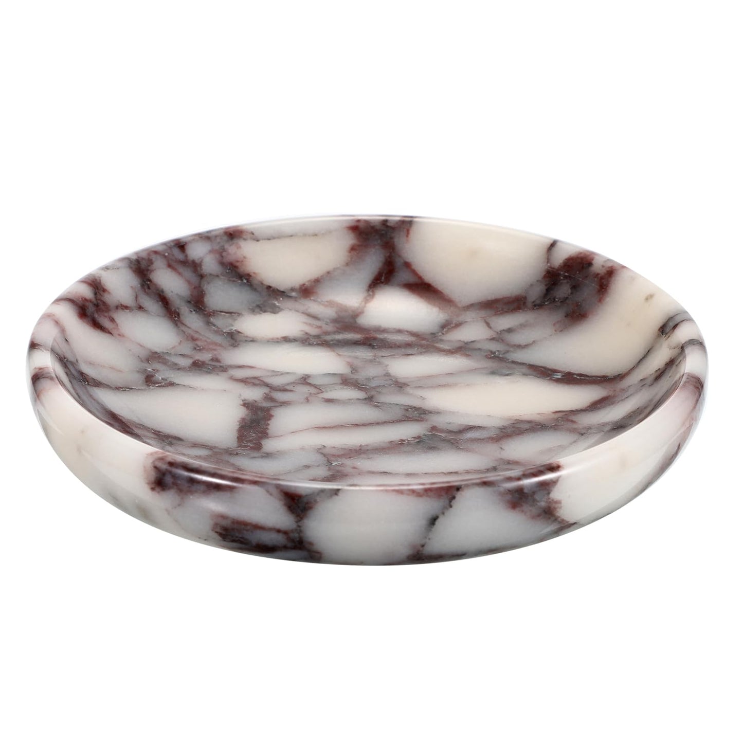 GUSHBIN Small Round Key Bowl for Entryway Table - 5.5" Natural Marble Jewelry Dish Tray Decorative Key Plate Holder Catch All Bowl for Earring Necklace Ring Holder for Bathroom