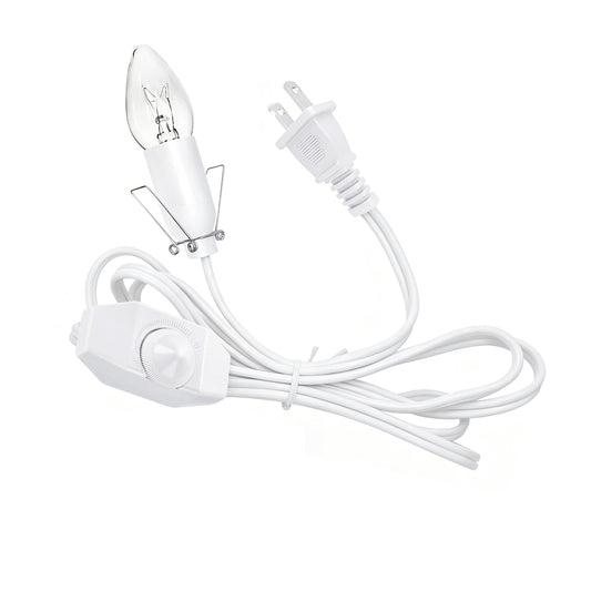 [UL Listed] White Extension Cord with Switch, 18AWG 125V 2A 200W, 6ft Himalayan Salt Lamp Cord with Dimmer Switch – Includes 15W Halogen Bulb, E12 Base