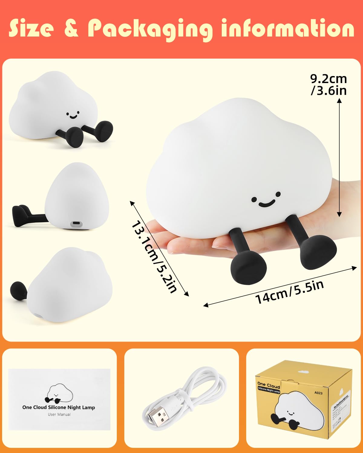 YISUN Cloud Night Light, Colorful Silicone Night Lights for Nursery, Rechargeable Dimmable Bedside Lamp with Timer, Soft Squishy Night Lamp Portable Kids Gift for Girls, Boys, Babies