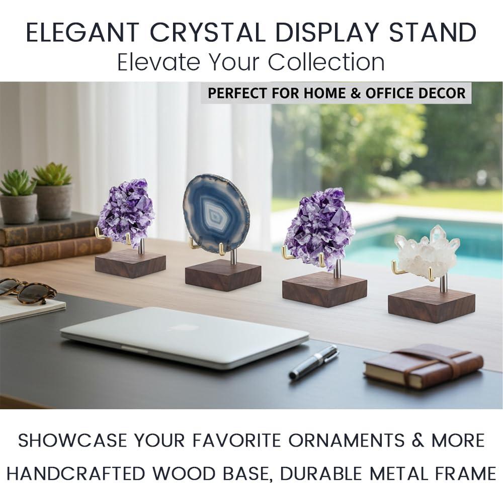 2 Pack Adjustable Metal Arms Display Stand Easel with Wooden Base - Mini Easel Display Stand,Decorative Plate Stand,Small Plate Stands for Display,Picture Frame Holder Stand,Art Display Stand