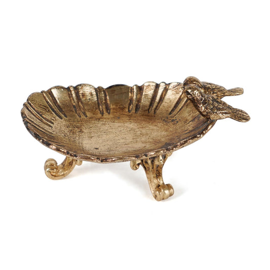 NIKKY HOME Vintage Gold Ring Holder Jewelry Dish, Antique Birds Trinket Display Decorative Metal Tray Bowl Classy Birthday Gifts for Women