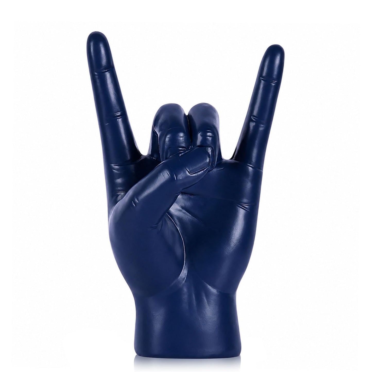QIANLING 7.7" Blue Resin Rock On Hand Gesture Statue - Rock Culture Music Lovers' Decorative Tabletop Sculpture for Bookshelf, Desk & Mantel Decor in Home or Office, Modern Symbolic Figurine
