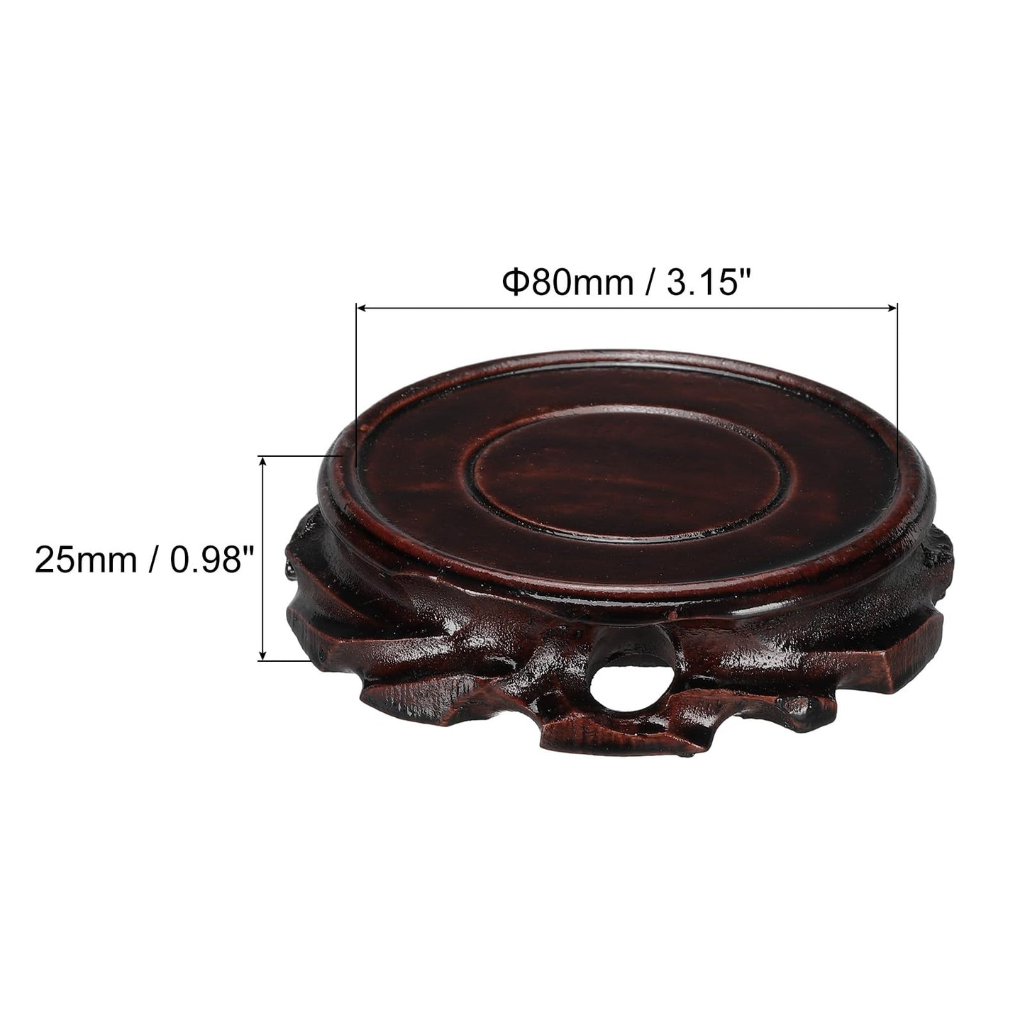 MECCANIXITY Wooden Stand Holders Displays Base 80mm Diameter Black for Vase Bonsai Stone Pack of 2