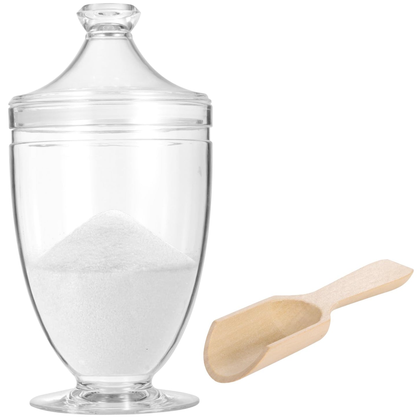 OMISTAR Acrylic Bath Salt Jar with Wooden Scoop, 33oz Bath Salt Container with Airtight Lid, Shatter Proof Acrylic Apothecary Jars, Bathroom Storage Organizer for Bathtub Decor, BPA Free