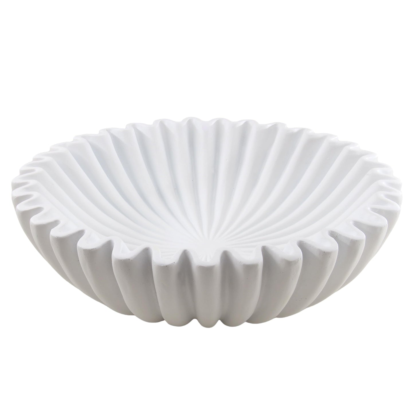 Plukers Large Modern Decorative Ruffle Bowl for Home Decor Fruit Bowl Organic Catch All Key Kitchen Entryway Shelf Coffee Table,White