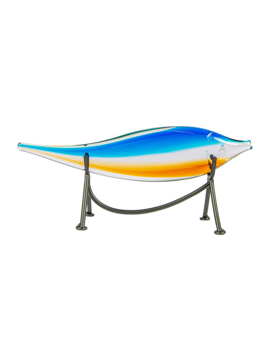 Dale Tiffany AS24127 Murano Style Garfish Handcrafted Art Glass Sculpture with Stand, Blue, 10-Inch Wide