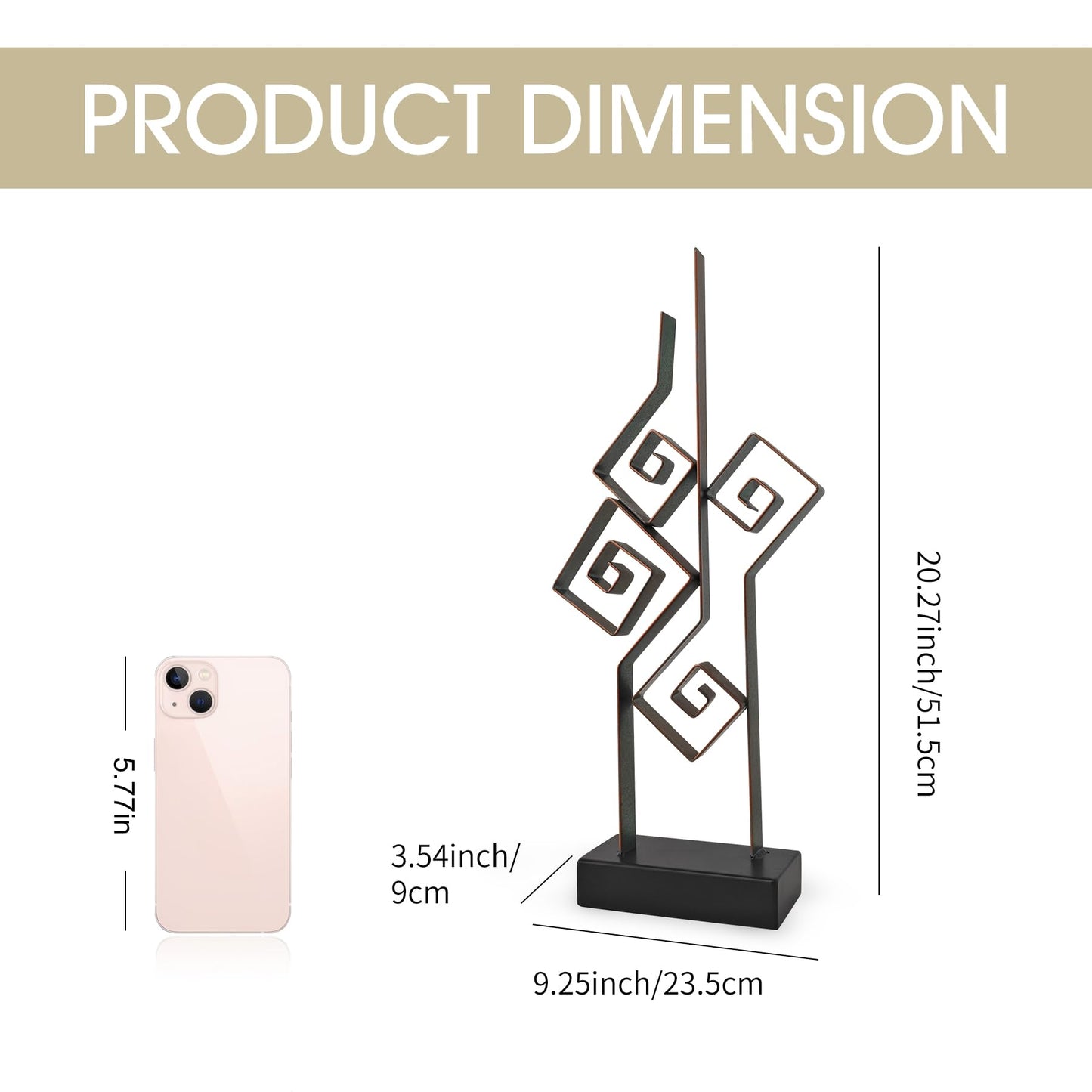 LNXMES Abstract Metal Sculpture Home Decor – Modern Minimalist Line Art Statue Decorations for Table, Shelf, Living Room, Office & Entryway (Geometric Line Art Metal Sculpture)