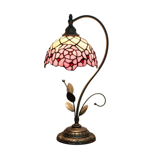 wecrejoni Tiffany Style Cherry Blossom Stained Glass Table Lamp Cute Small Table Lamp Bedroom Bedside lamp Living Room Dining Room Office Decoration Desk lamp Home Decoration Creative Gift Scene Props