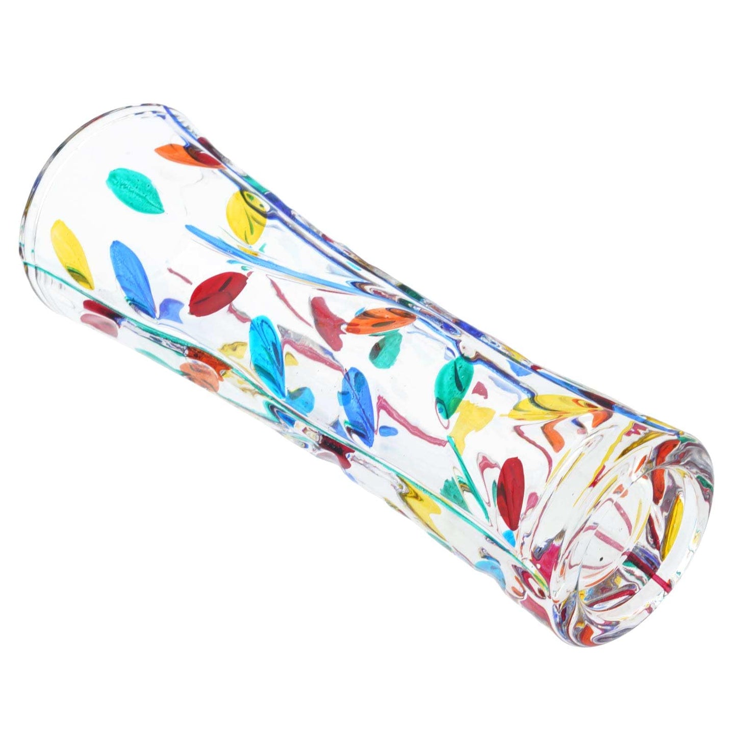 Glass Of Venice Murano Italian Handmade Crystal Flower Vase - Multicolor Tree Leaves Branches Design - Made in Venice, Italy 7-1/2 Inch Tall