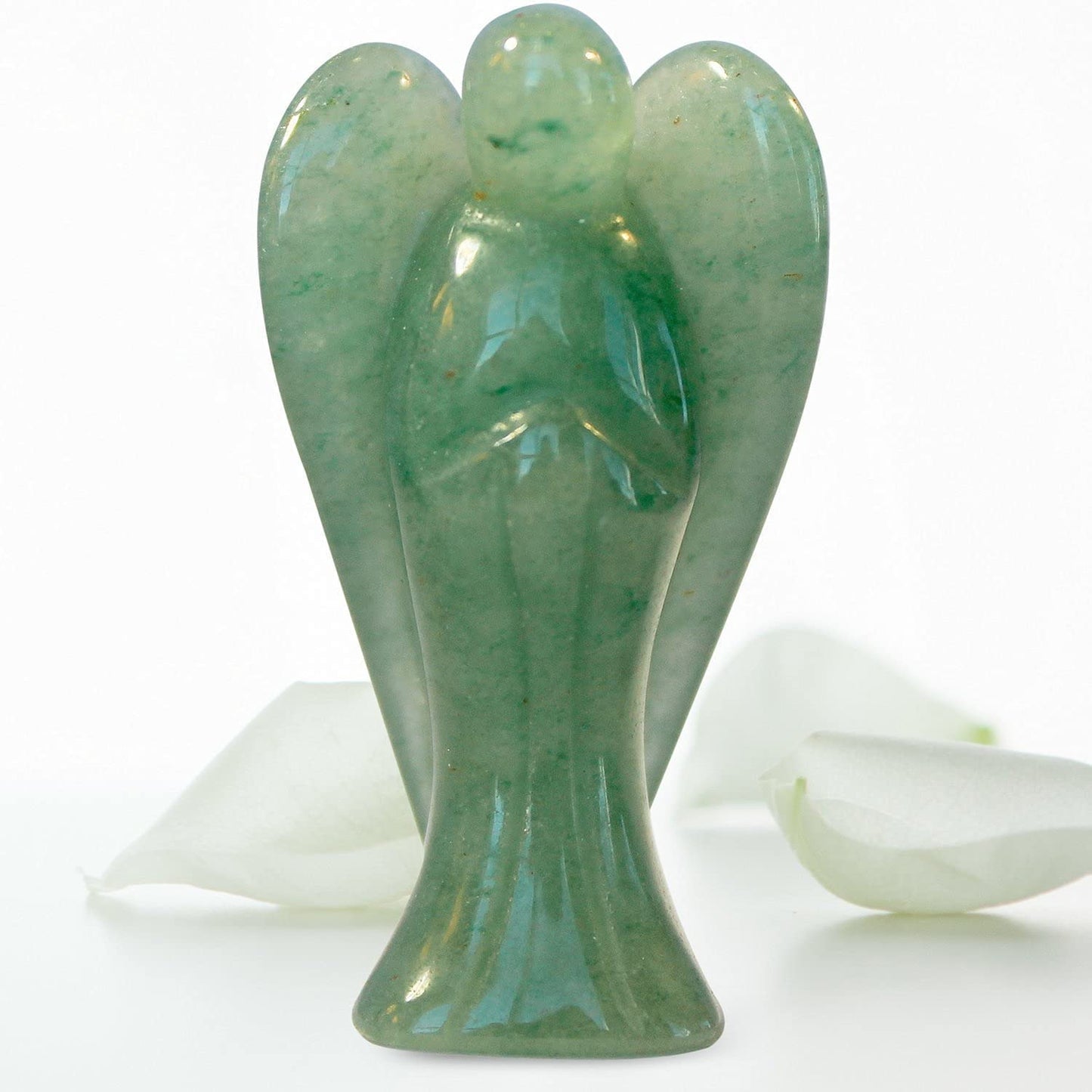 Earth Therapy New Green Aventurine Pocket Guardian Angel with Serenity Prayer Card Lucky Coin Token - Figurine Faith Peace Gift Set