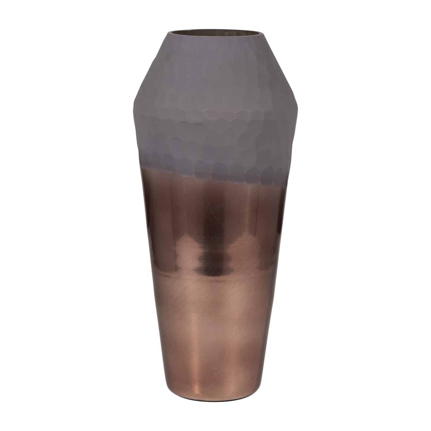 Sagebrook Home Glass Metallic Cylinder Hammered 2Tone Handcut Vase