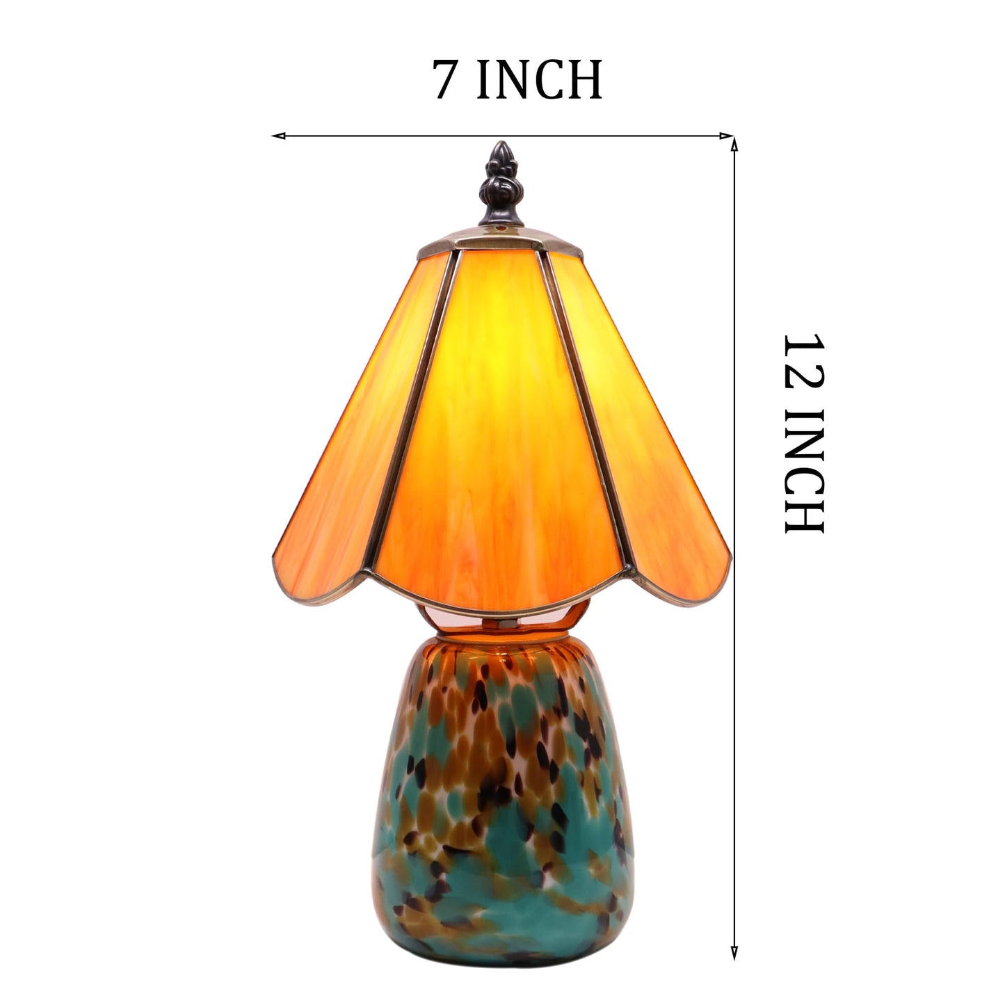MQYXH Tiffany Style Stained Glass Table Lamp 12 Inch - Orange