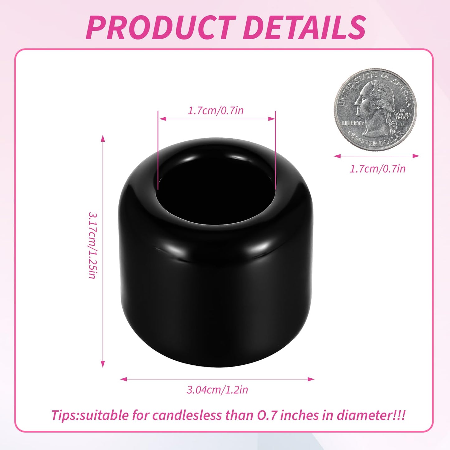 20 pcs Ceramic Chime Candle Holder Set, Great for Casting Chimes, Rituals, Spells, Vigil, Witchcraft, Wiccan Supplies & More (0.7 Inch, Black)