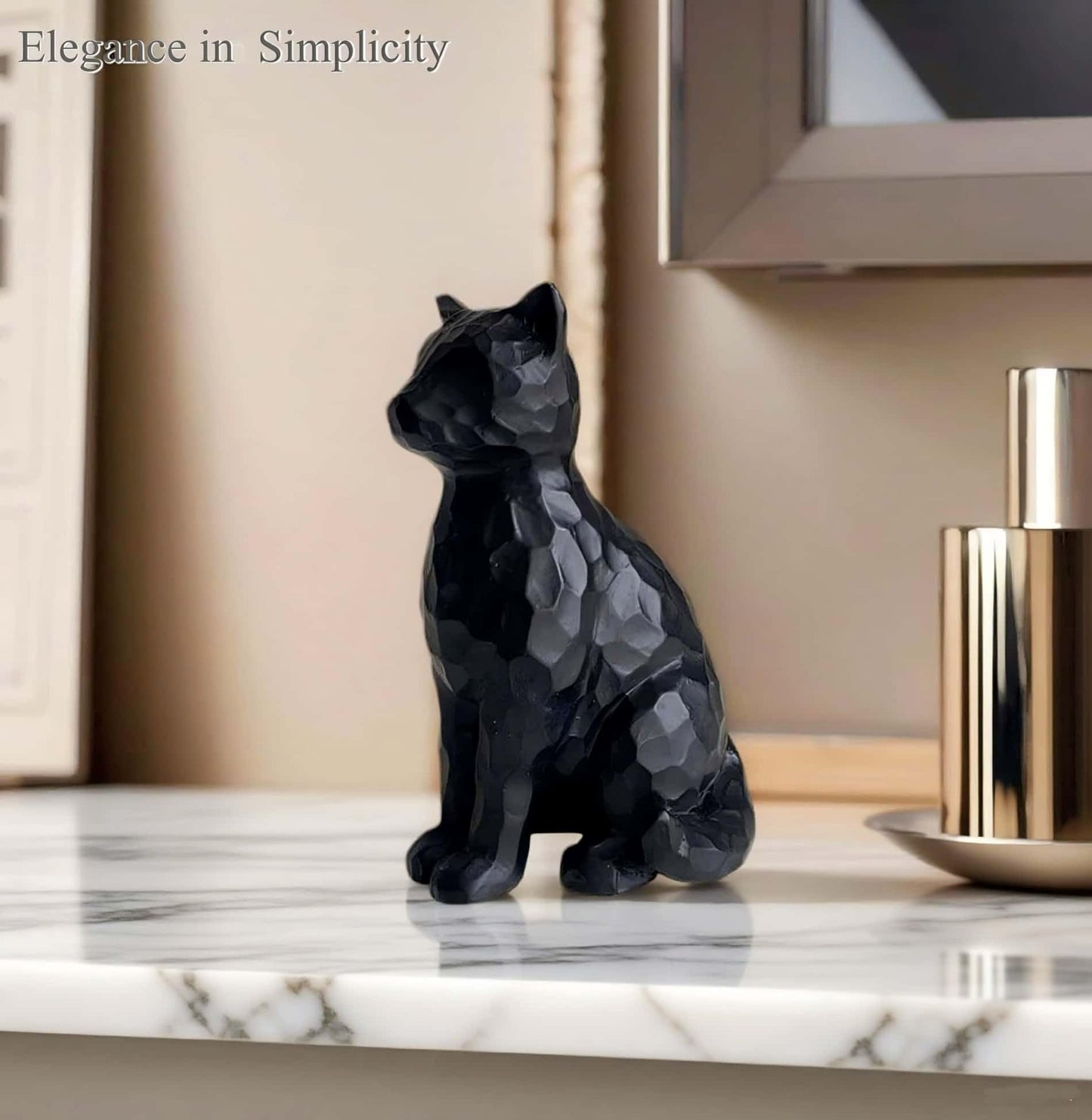 JWT Astyle Black Cat Figurines Statue Home Decor Gifts for Women Cat Lovers ,Colletiable Carved Resin Cat Memorial Gift Knick Knacks for Shelf Desktop Office Decorations