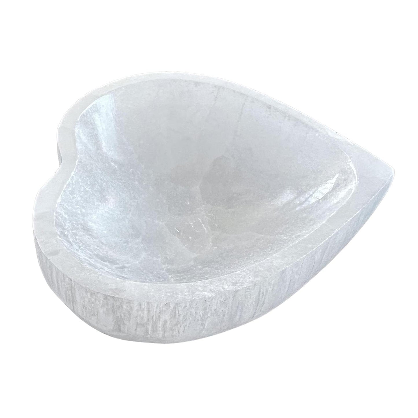 DYNWAVE Selenite Bowl Decor Centerpiece Table Decoration for Men Women Birthday Gift Crafts Ornament Heart Shape Storage Plate, 6.5cm