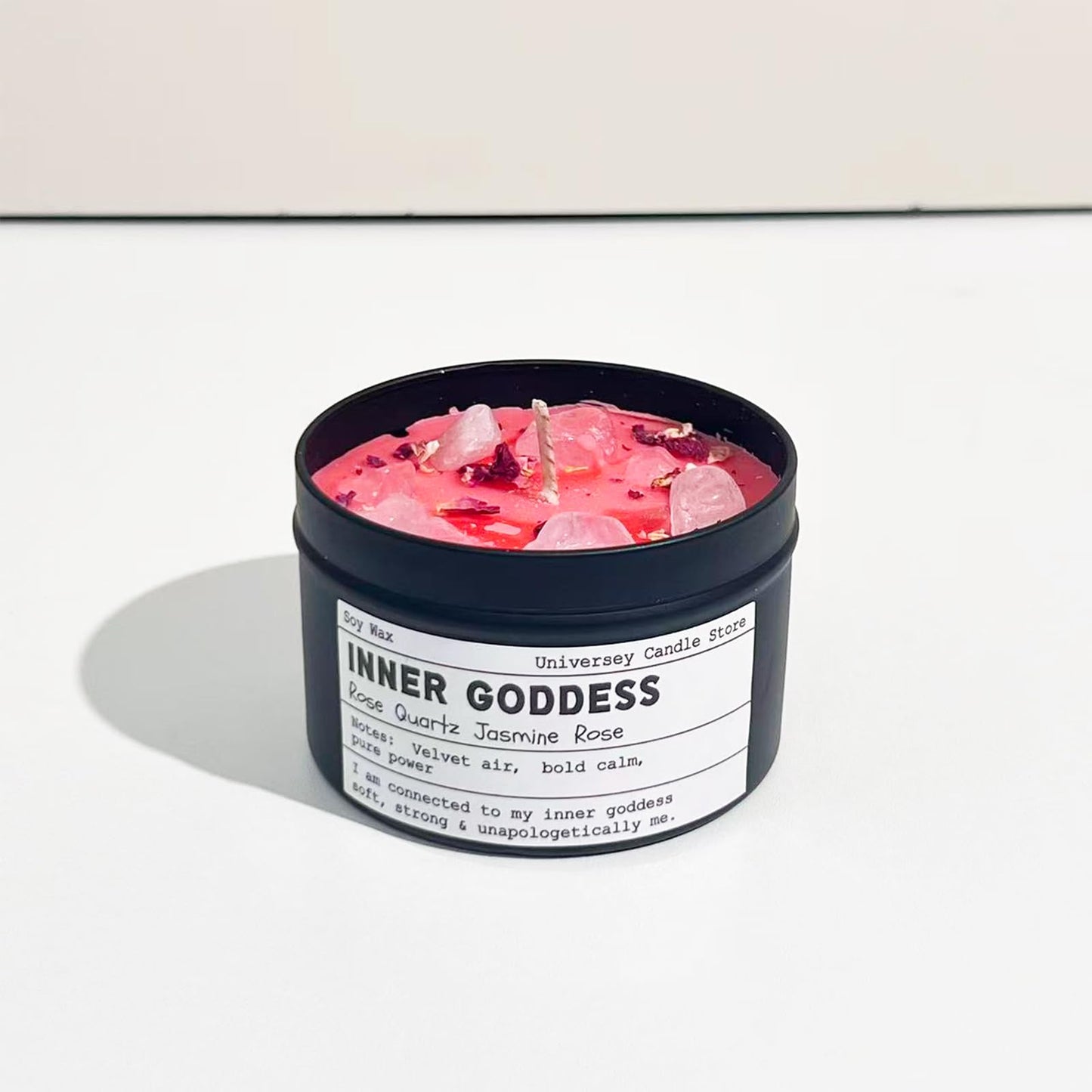 Inner Goddess – Rose Quartz Candle | Vegan Spiritual Candle for Self-Love, Heart Healing & Feminine Energy | Christmas Gift