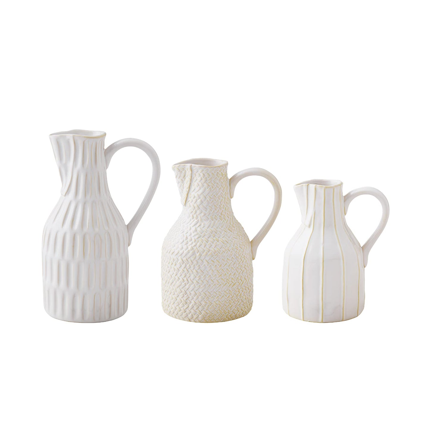 Mud Pie Cream Stoneware Jug Bud Vase, Medium, 7.5" x 4.5"