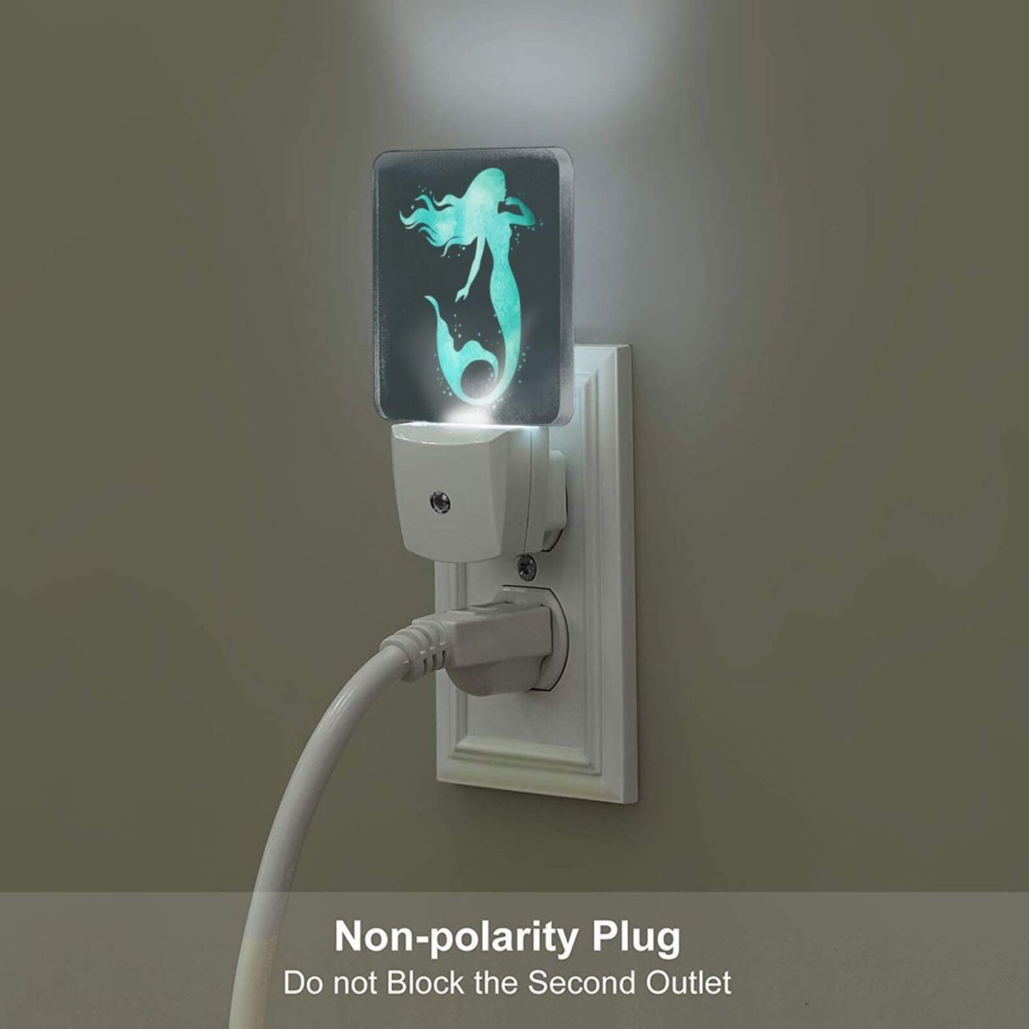 FSHVQKD Groovy Mermaid Night Light,Plug-in Nightlights Auto Sensor Night Lamp Dusk-to-Dawn Lamp Home Decor for Nursery Children Girls Boys