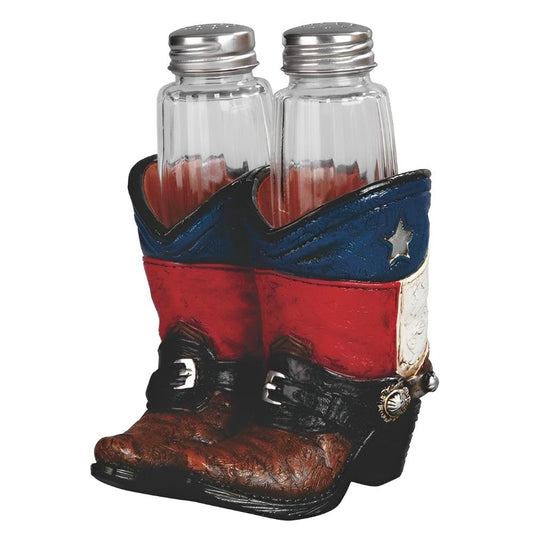 ICE ARMOR 5" H Texas Boots Salt & Pepper Shaker Holder Statue Sculpture Ornament Decoration Home/Room Decor Ideas for Housewarming, Holidays and Birthdays Great Collectible Addition