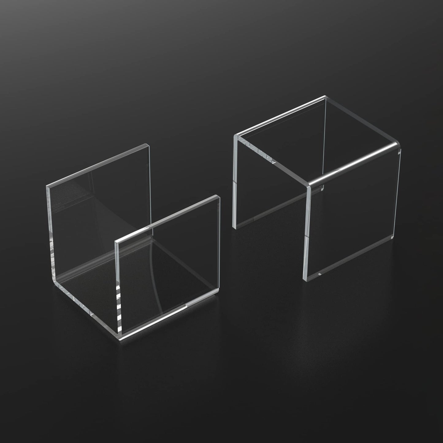 Sezanrpt Square Acrylic Shelf Risers 3pcs, Acrylic Dessert Table Display Set, Clear Acrylic Showcase Collectibles Display Shelf for Funko Pop, Cupcake, Toys, Watches, Table Decorations - 4''x5''x6''