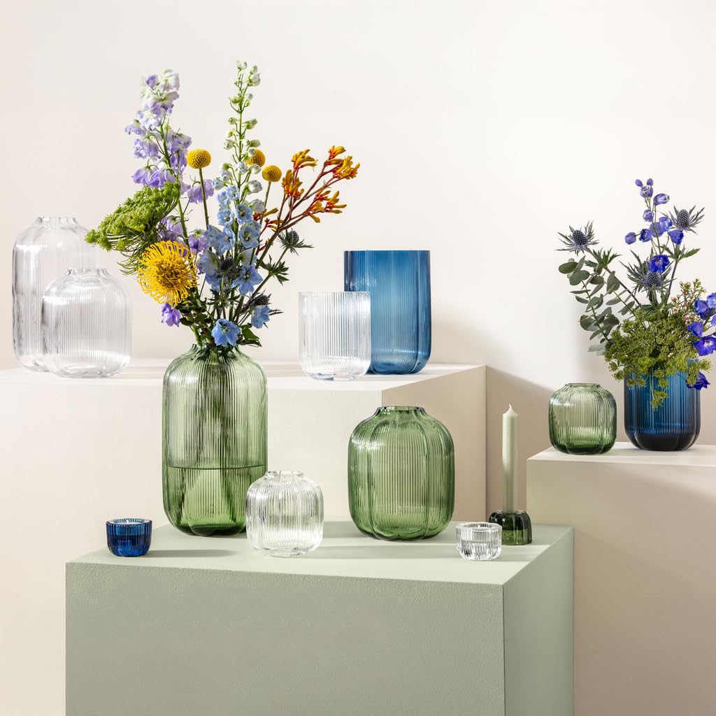 Villeroy & Boch Fleur Vase, 11 in, Clear, Dishwasher Safe, Mouth-Blown and Handmade Glass Vase