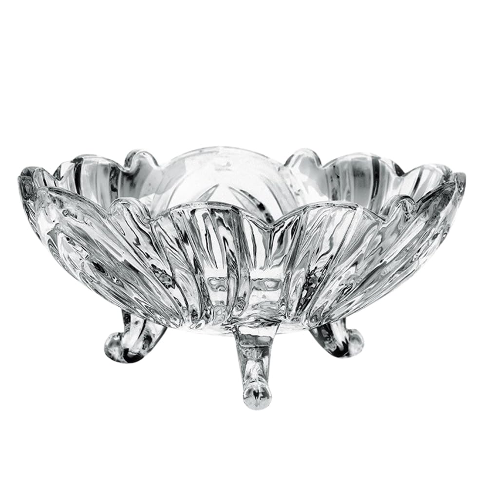 Cabilock Tripod Glass Fruit Plate Trifle Bowl Glass Food Decor Crystal Candy Dish Pasta Bowl Food Prep Transparent Salad Tray Transparent Serving Plate Fruit Tray for Home