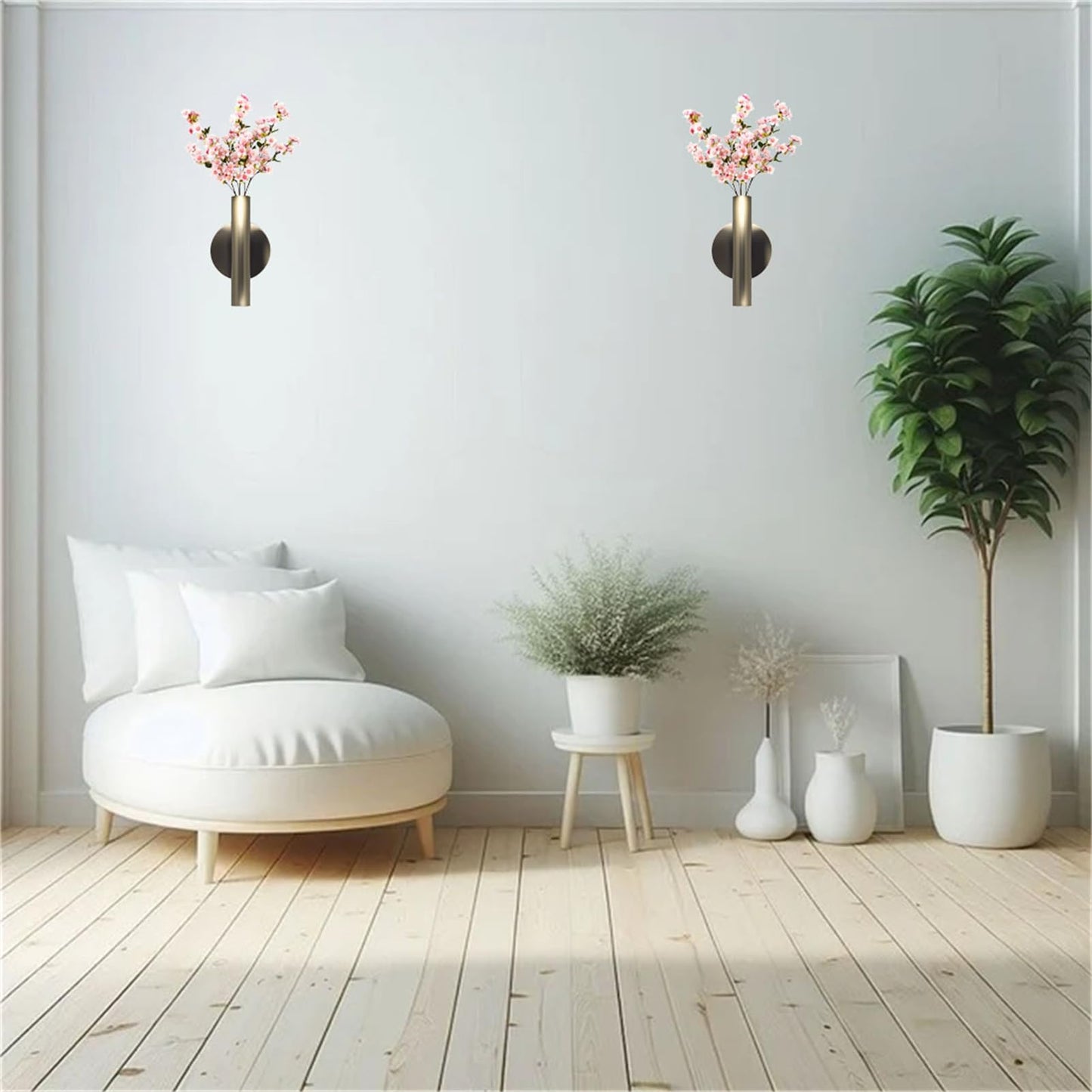 Gold Wall Decor, Plant Wall Vase Metal Tube Decoration Holder Used to Display Dried Flowers, Fake Flowers, Also Suitable for Gravestone Memorial Decoration (2 Pcs Bronze)