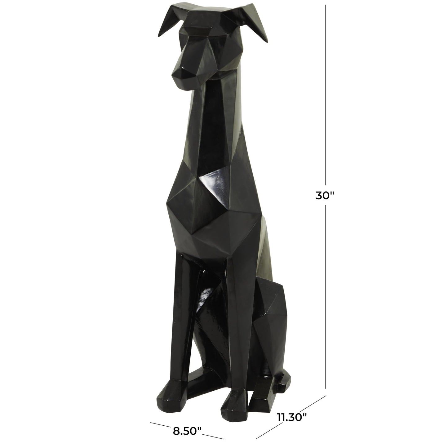 Deco 79 Polyresin Dog Cubist Sculpture, 9" x 12" x 30", Silver