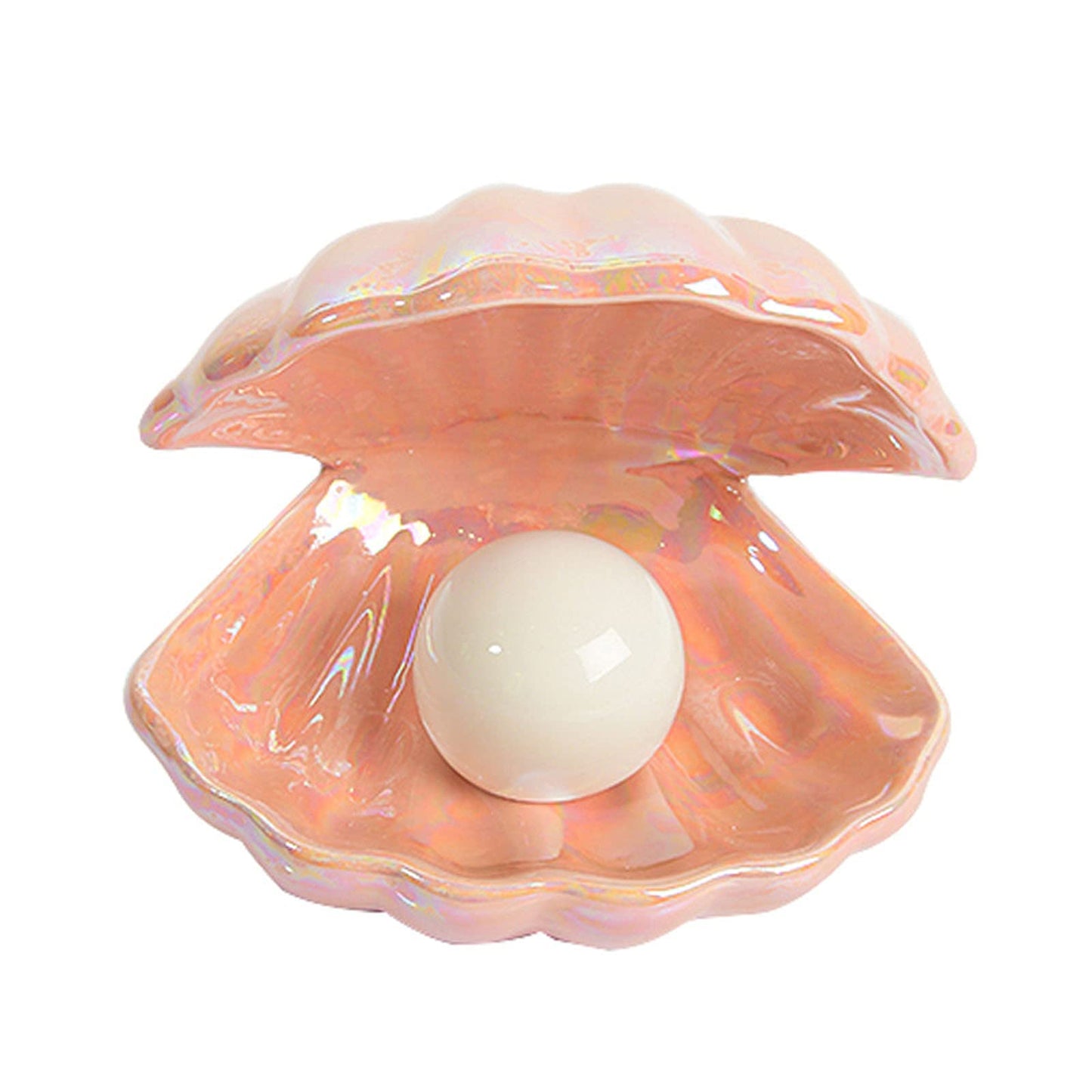 BinaryABC Ceramics Shell Pearl Light Led Lamp Portable Night Light Tabletop Light,Christmas Gift(Pink)