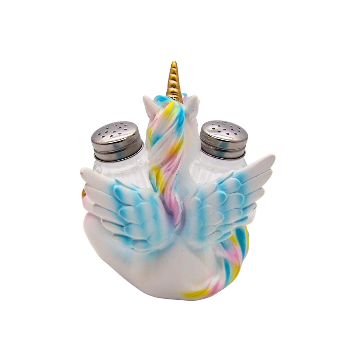 Unicorn Salt and Pepper Shaker Set with Holder – Sitting Unicorn Novelty Salt Pepper Set, Whimsical Kitchen Decor with Glass Shakers Included, 4.25 Inch
