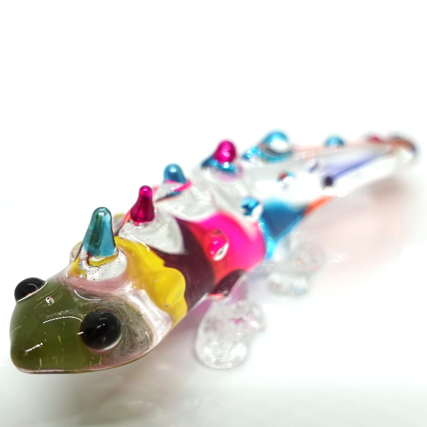 Sansukjai Chameleon Miniature Tiny Hand Blown Glass Art Figurines Animals Collectible Gift Home Decorate (Multicolor)