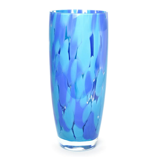 Ca D Oro Murano-Style Glass Vase Blue Confetti Effect Hand Blown Art Glass Crystal for Flower, Room Decoration and Centerpiece - Model AD3