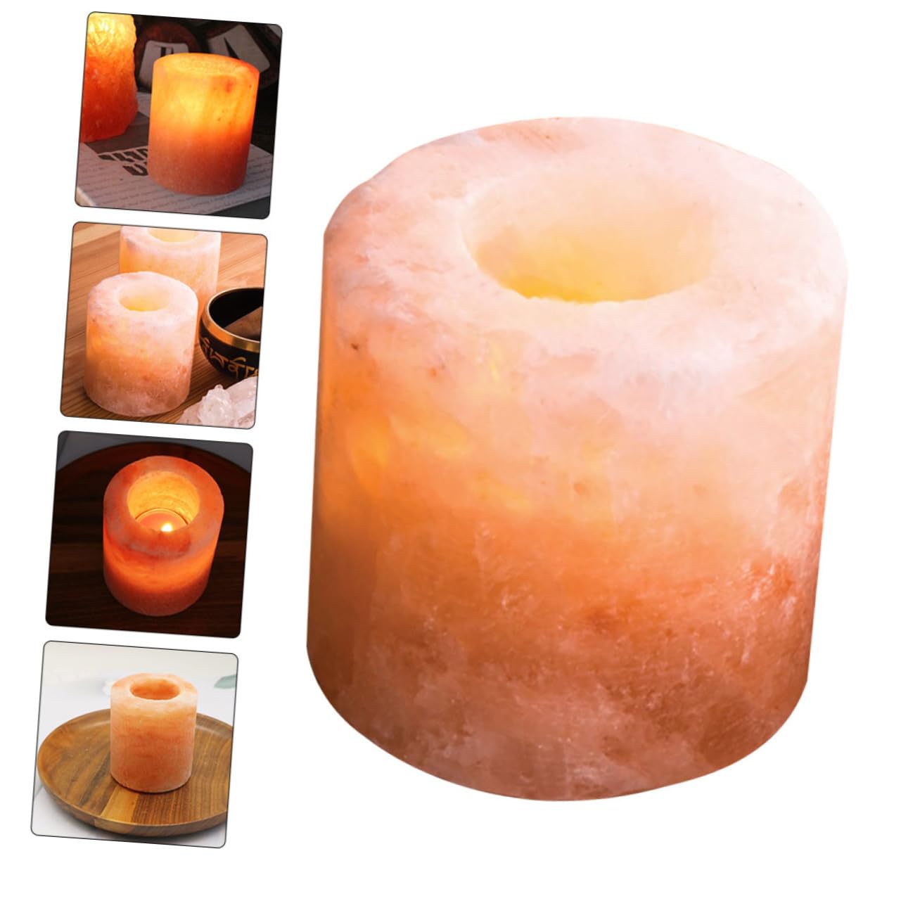 VOSAREA Himalayan Salt Candlestick Holder Decorative Candle Stand for Meditation Yoga Home Decor Natural Crystal Salt Material for Living Room Wedding Centerpieces