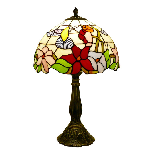 VirtueKing Tiffany Lamp Stained Glass Lamp 12x12x19 Inches Hummingbird Style Bedside Table Lamp with Color Changing LED Bulb for Bedroom Living Room Home Office Decor