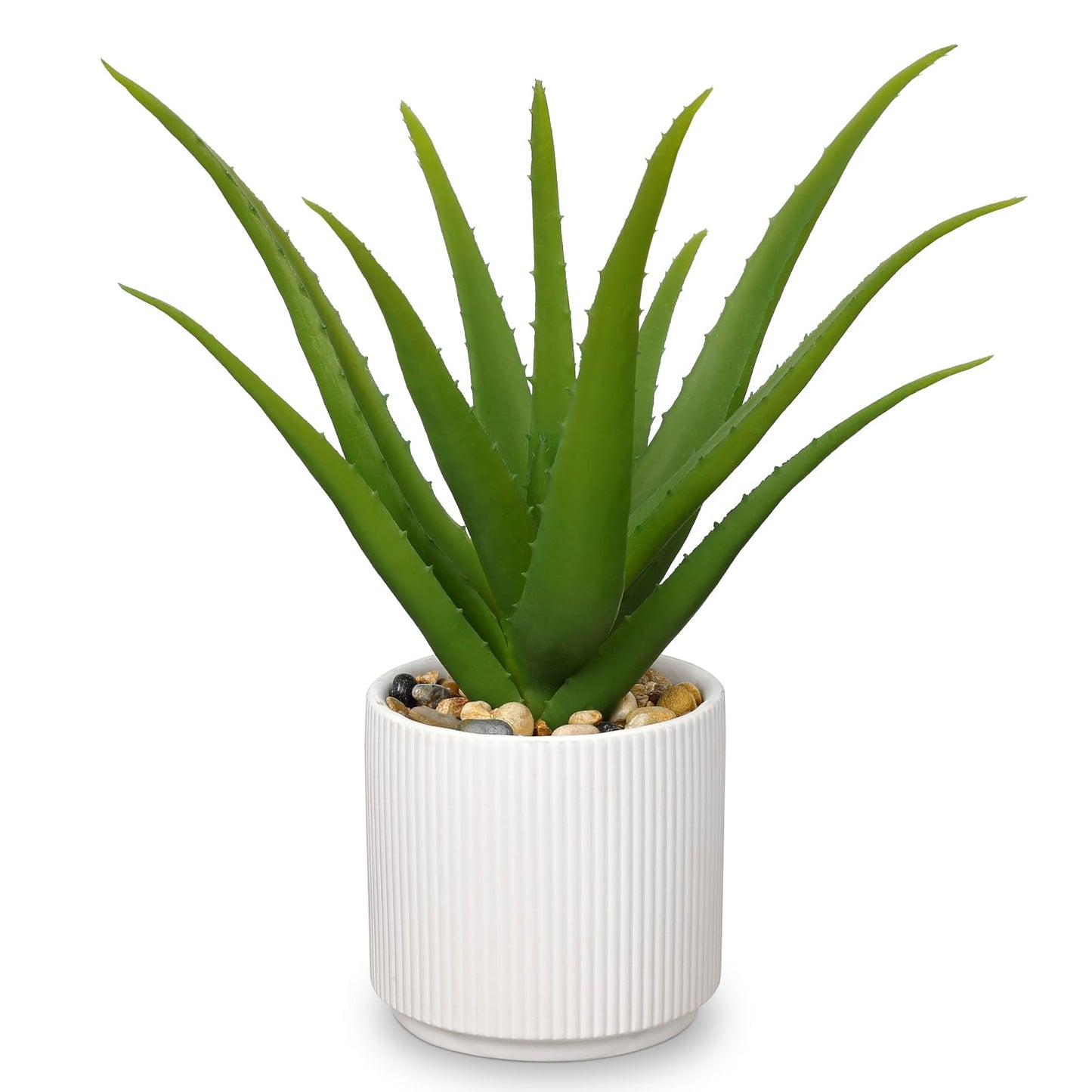 GnFlus Artificial Succulent Aloe Plants 12 Inch Faux Succulents with Ceramic Pot Fake Aloe Potted Plant for Home Indoor Bathroom Table Bedroom Shelf Office Decor