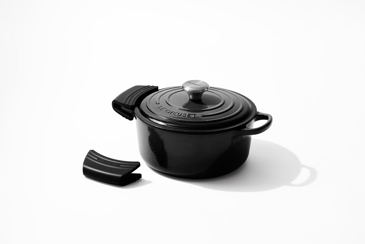 Le Creuset Silicone Set of 2 Handle Grips, 5" x 2 1/2" each, Black