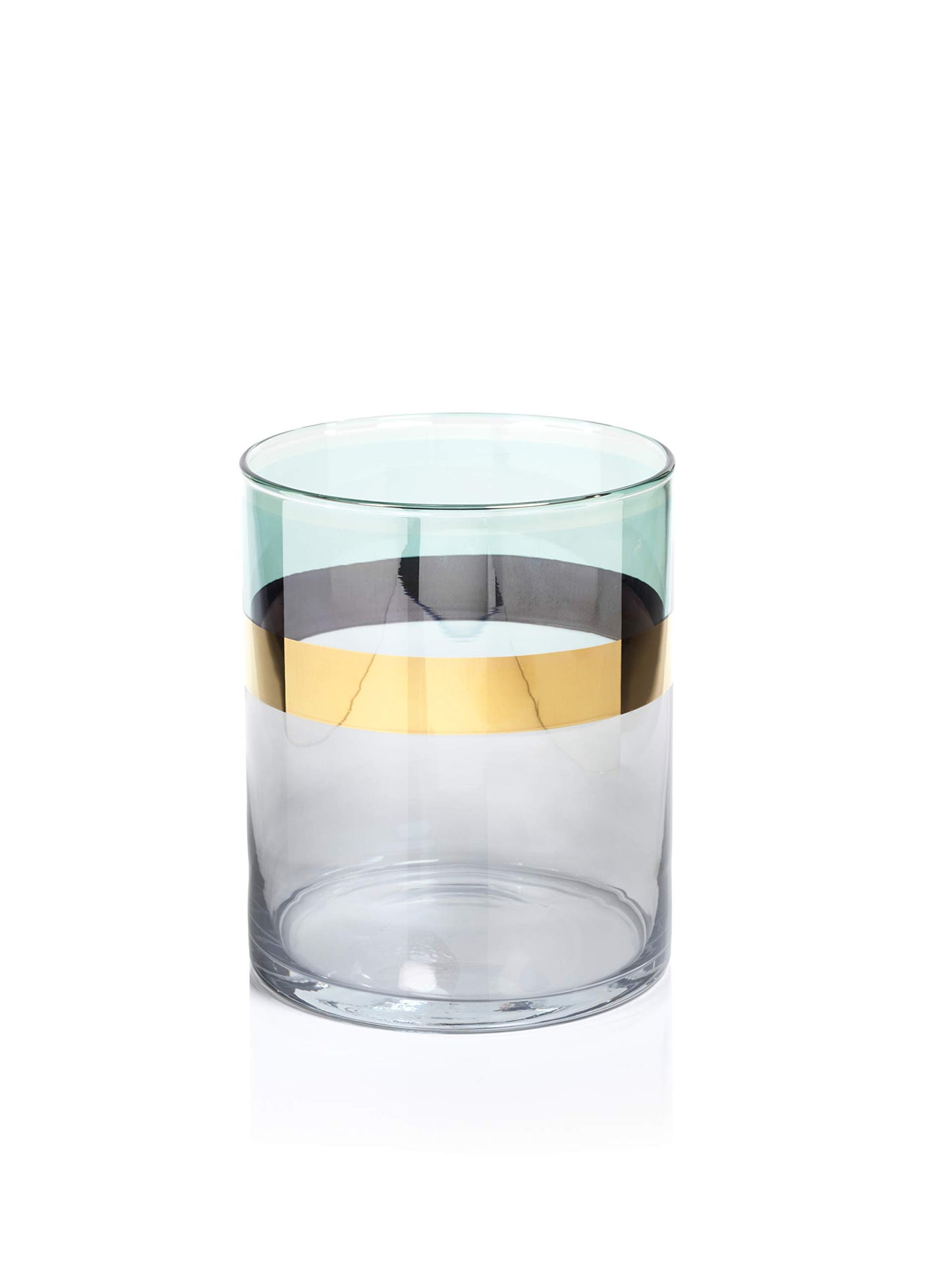 Zodax Veneto Two-Tone Luster Vase/Hurricane Medium 6 inches x 7 inches Green Gold