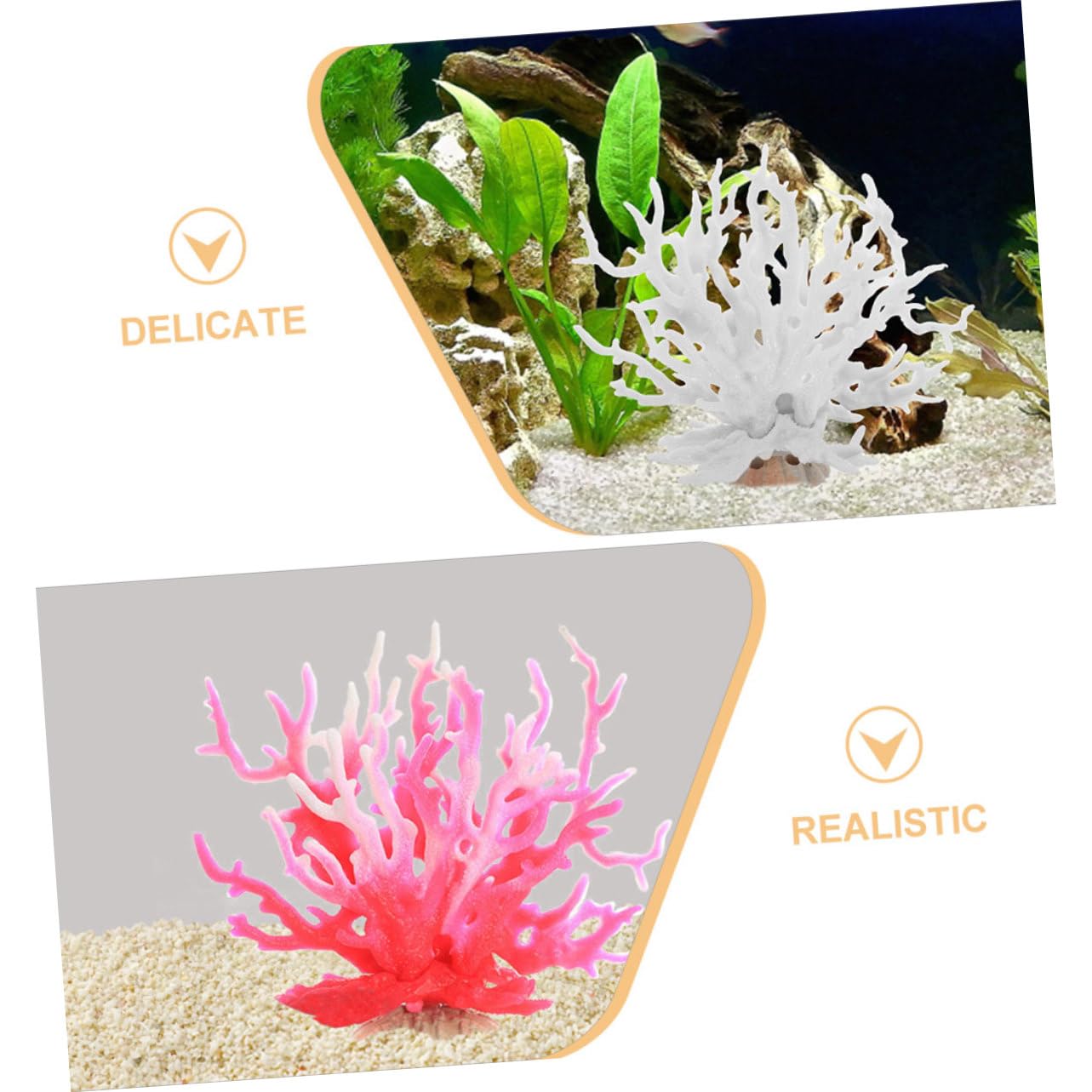 Levemolo 2pcs Decorative Coral Branches Artificial Underwater Plant Sculpture for Fish Tank Landscape Easy to Clean Fish Friendly Flexible Use for Saltwater Aquariums