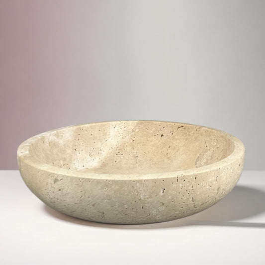 BIGPIPI Travertine Decorative Bowls for Home Decor, Marble Fruit Bowl for Kitchen Counter, Keys Bowl for Entryway Table, Large Candy Serving Bowl for Table Centerpiece Office Modern Home Decor (Beige)