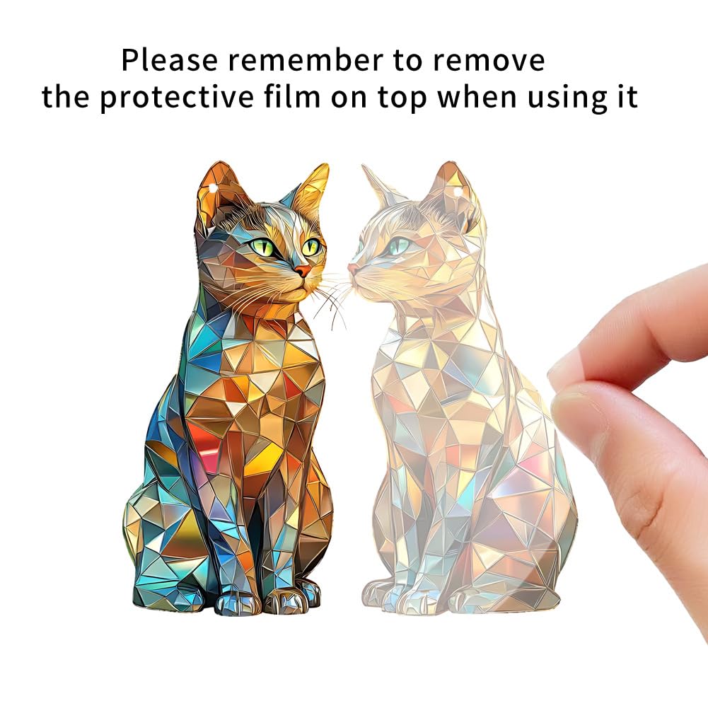 Two Cats Stained Window Hanging Ornament, Kittens Shape Stained Acrylic Double-Sided Printed Window Panel, Great Gift for Mom Grandma Animal Lover for Birthday Mother's Day or Housewarming