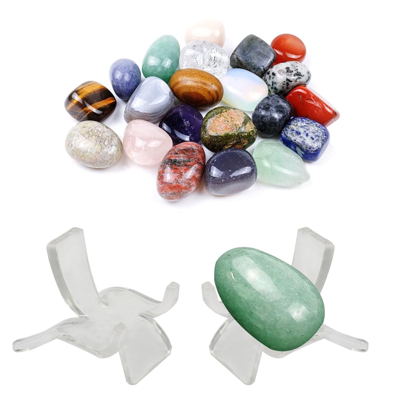ISDVBUY 40 Pack Acrylic Display Holder, Medium Clear Acrylic Display Stands for Crystal Geodes, Rocks, Minerals, Agate, Coral - Transparent Mini Risers & Holders