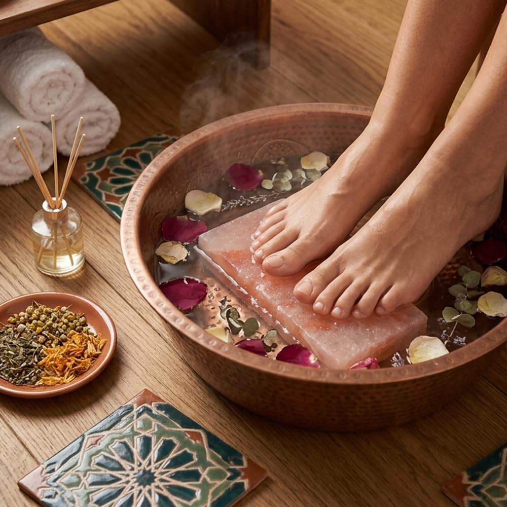 2 Himalayan Salt Foot Tiles Pair of Natural Pink Salt Blocks for Feet, Rest & Spa Stones Natural Salt Block, Salt Brick for Foot Soak, Relaxation & Odor Neutralizer