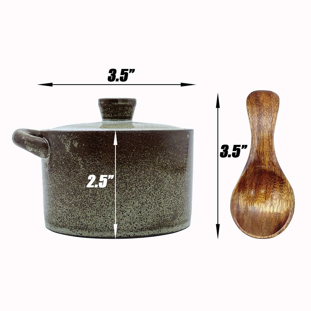YILUSHENGHUA 8 oz Ceramic Salt Cellar with Lid & Wooden Spoon,Countertop Salt Container,Sugar Bowl,Spices Jar|Terracotta Home Kitchen Decor(Coarse Pottery Color)